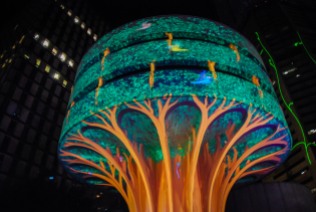 A water tower became a tree thanks to an amazing laser show.